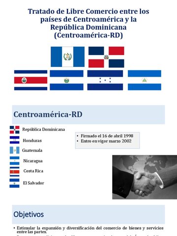 Tratado libre de comercio República dominicana - Centroamérica, costa rica, El salvador, Honduras, Nicaragua, Guatemala.
