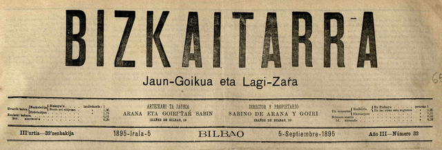 Primer periódico Bizkaitarra