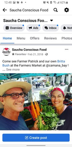 Chef Britta at the market with Farmer Patrick