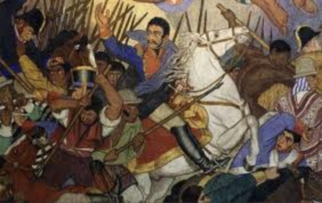 Simón Bolívar en guerra contra los Españoles.