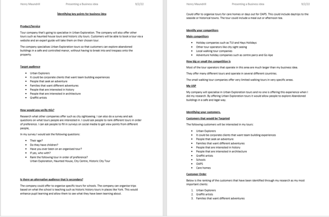 Developing a Business Idea