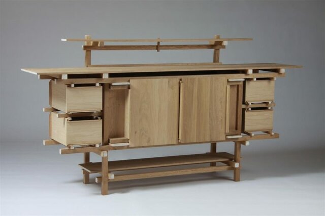 Cadira vermella i blava