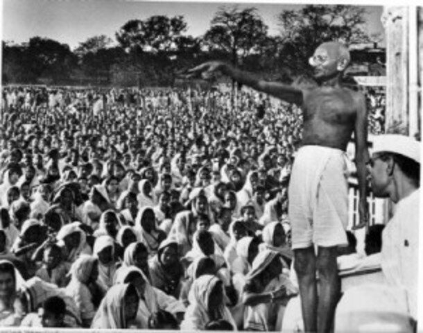 Ghandi starts peaceful protest