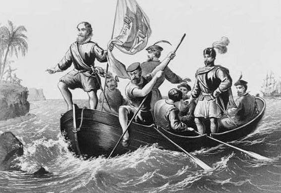 Columbus lands in the Caribbean