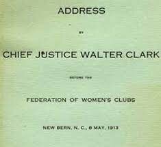 North Carolina Supreme Court Chief Justice and women's suffrage activist Walter McKenzie Clark addresses the Federation of Women's Clubs