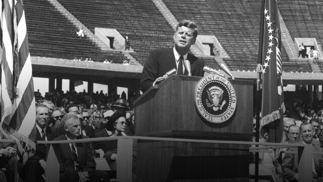 President John F. Kennedy delivers the "We go to the moon" Speech at Rice University