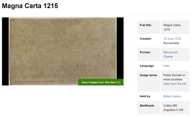 King John signs the Magna Carta after being forced to by his barons in order for him to continue his reign.