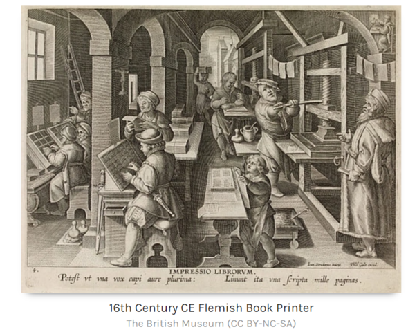 Johannes Gutenberg invents the printing press which revolutionizes the following centuries.