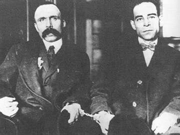 Sacco and Vanzetti arrested for armed robbery and murder
