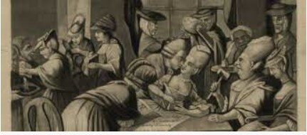 1768: Colonial merchants begin nonimportation campaign, refuse to import British goods; Daughters of Liberty help by spinning cloth