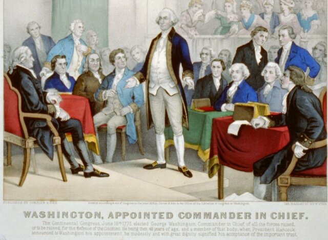 1775: British battle colonial militia at Lexington and Concord: Second Continental Congress meets, Selecting George Washington to Head the Continental Army