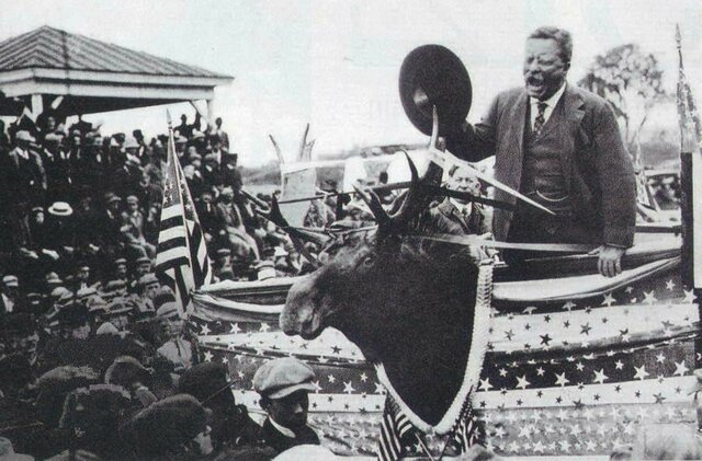 TR Runs for presidency in Bull-Moose Party