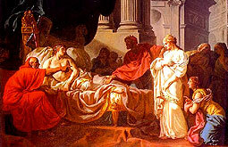 Herófilo de Calcedonia hace disecciones en Alejandría de Egipto