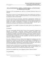 Declaración Mundial sobre la Supervivencia, la Protección y el Desarollo del Niño.