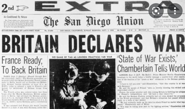 Inglaterra declara la guerra a Alemania.