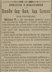 Espartero acudió a las provincias vascas a sofocar una rebelión y la supresión del PASE FORAL