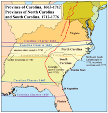 Separation of North Coarolina and South Carolina Coloies