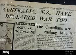 Australia declares war on Germany along side Britan