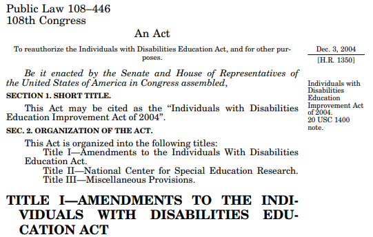 Individuals with Disabilities Education Improvement Act