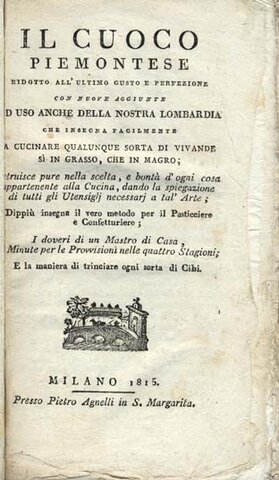 Publicación de la obra Il Cuoco Piamontes Perfezionato a Parigi