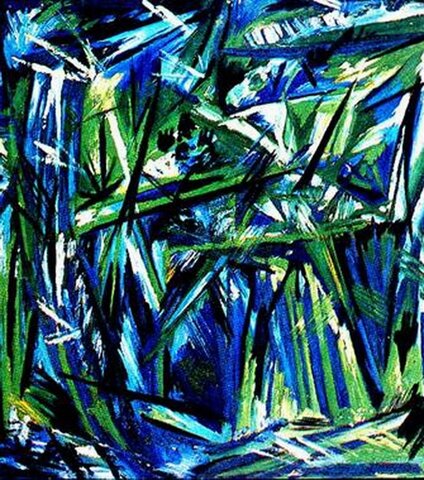 Rayonnisme, forêt bleu-vert par Natalia Gontcharova