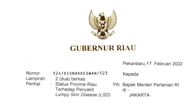 Laporan Indikasi Wabah Gubernur Riau