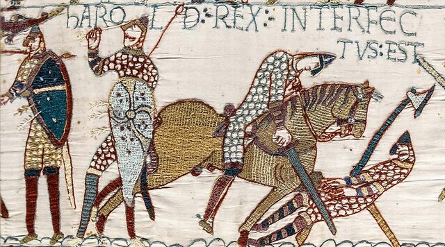 WILLIAM THE CONQUEROR DEFEATS HAROLD AT THE BATTLE OF HASTINGS