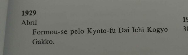 Formou-se pelo Kyoto-fu Dai Ichi Kogyo Gakko