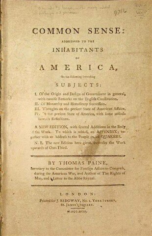 Thomas Paine publishes Common Sense, arguing for independence