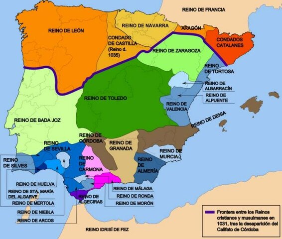 Divisió de l'Al-Ándalus en regnes taifes