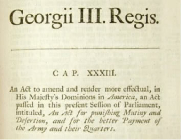 Quatering Act of 1765