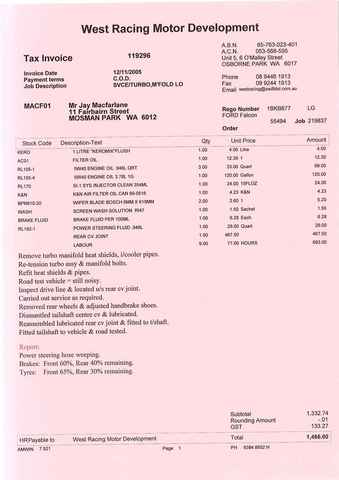 Service Turbo and Rear CV Joint