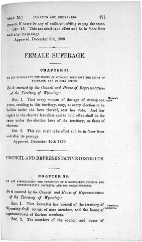 Utah grants women the right to vote, then takes it away, and then gives it back