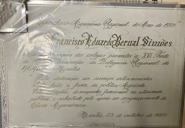 Título de Engenheiro Agrônomo do ano.