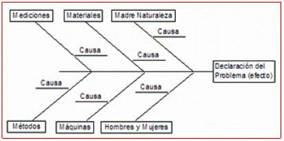 Creación del diagrama Causa-Efecto, o espina de Ishikawa.