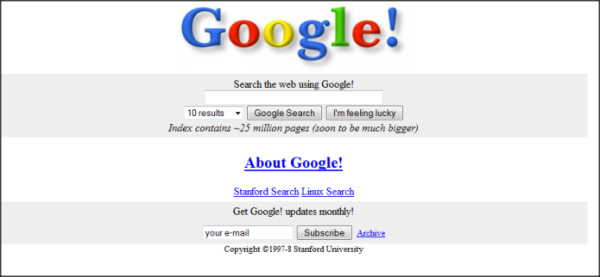 La primera versión de Google