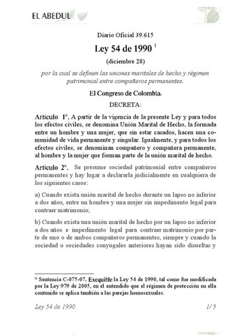 Ley 54 de 1990