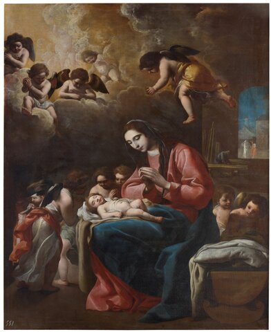 Virgen con el niño y ángel