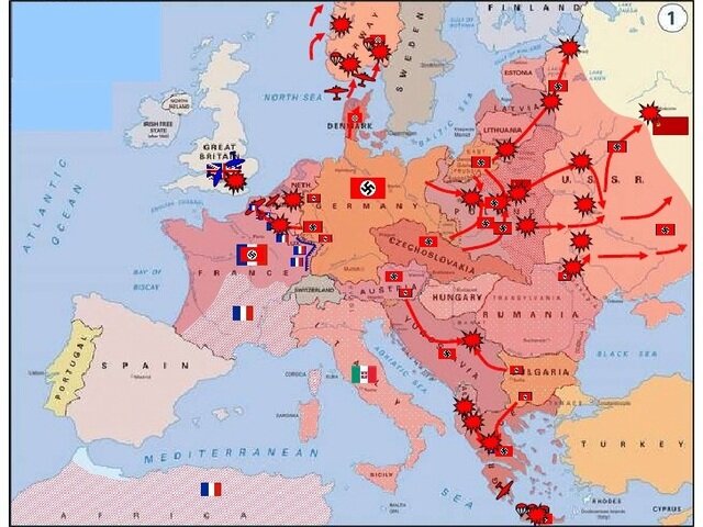 Start of the war in Atlantic/European Theater