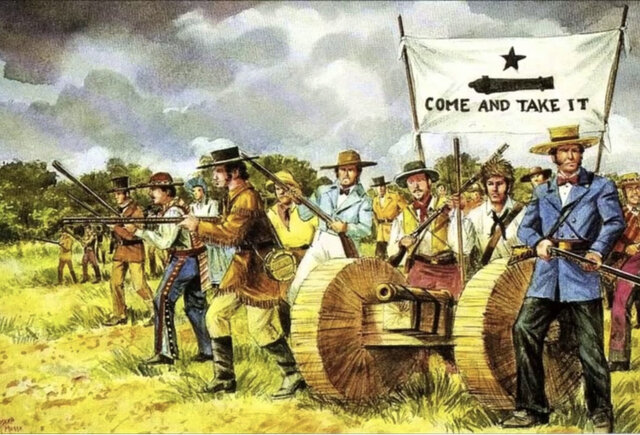 Texas Revolution begins at the Battle of Gonzales