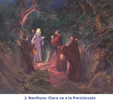Consagración religiosa de Santa Clara en la Porciúncula, dando inicio a la II Orden franciscana o de las Clarisas, pero meses después se traslada a San Damián. Luego, Francisco se embarca rumbo a Siria, pero fracasa  en el intento, por lo que regresa