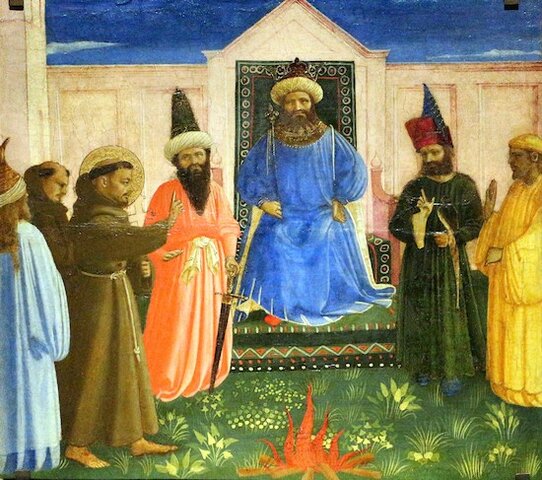 El Capítulo General celebrado en Pentecostés envía a Marruecos a los 5 protomártires de la Orden. Luego, Francisco se embarca para Acre y Damieta, y se entrevista con el Sultán de Egipto.