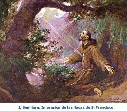 Francisco pasa la cuaresma en el monte Alverna, donde le son impuestas las Llagas de la Pasión de Cristo. Después retorna lentamente a Asís