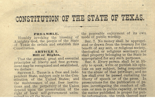 Texas Constitution is adopted
