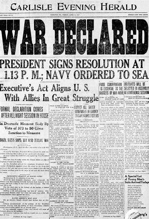 U.S joins the war (declares war and is declared upon)