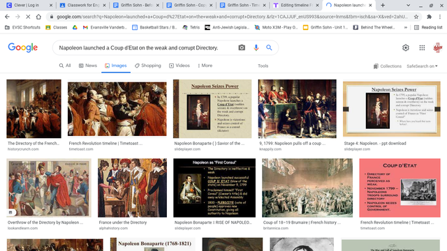 Napoleon launches a Coup d’Etat on the weak & corrupt Directory.