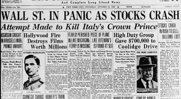 Stock Market Crash Begins Great Depression