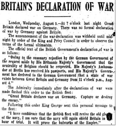 Braitn declares war on Germany