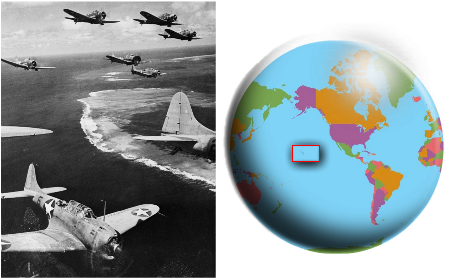 United States Navy defeats Japanese at Battle of Midway Island