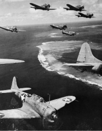 United states Navy defeats Japanese at battle of midway island